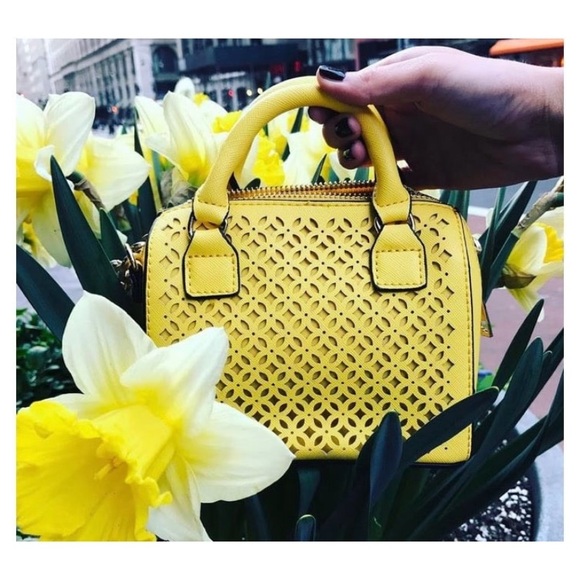 MMS Purse Yellow Laser-cut Petite Small Size Satchel / Cross Body — handbag - Picture 3 of 12